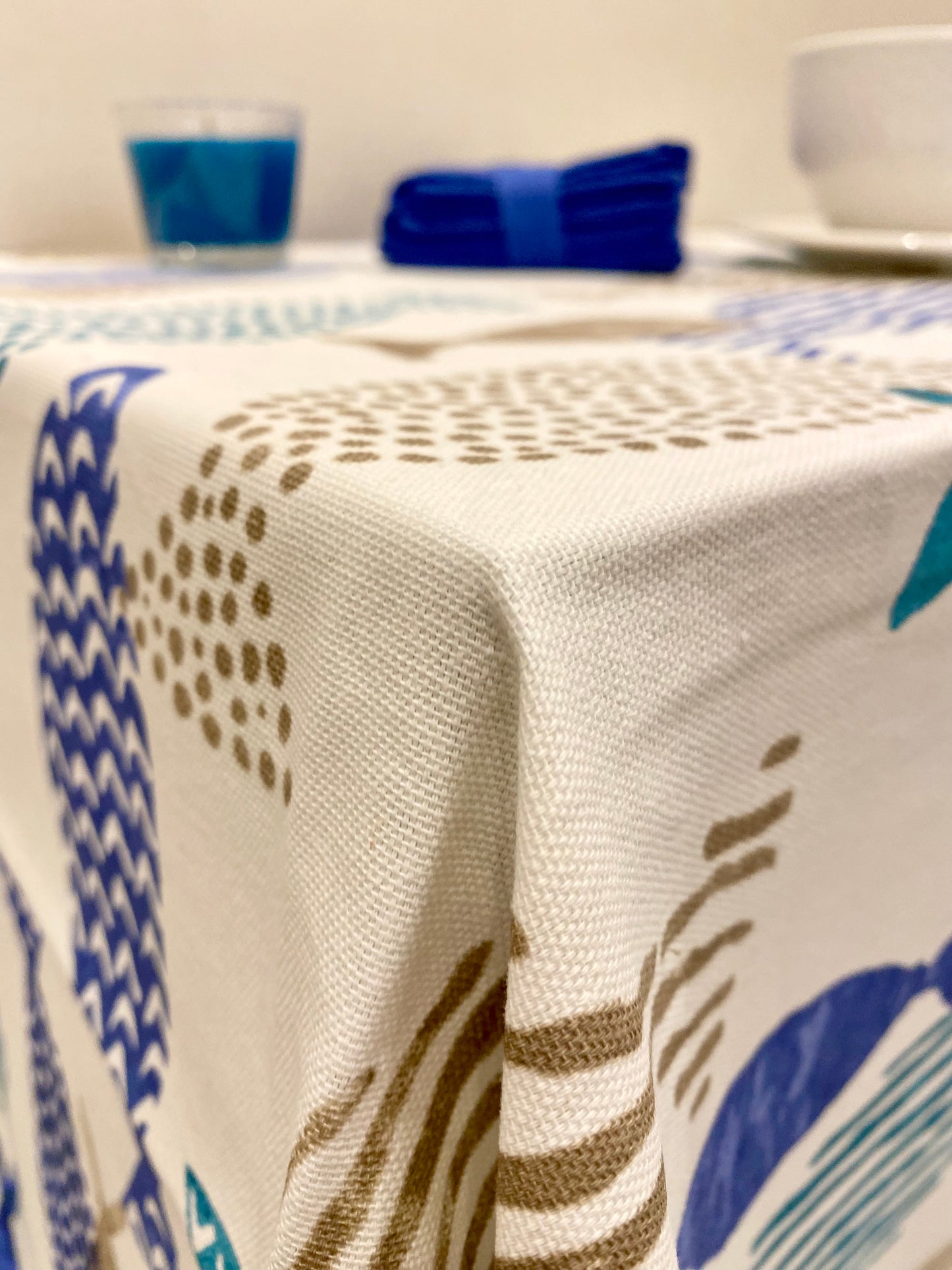Tovaglia 6 posti 100% cotone fantasia Ibiza